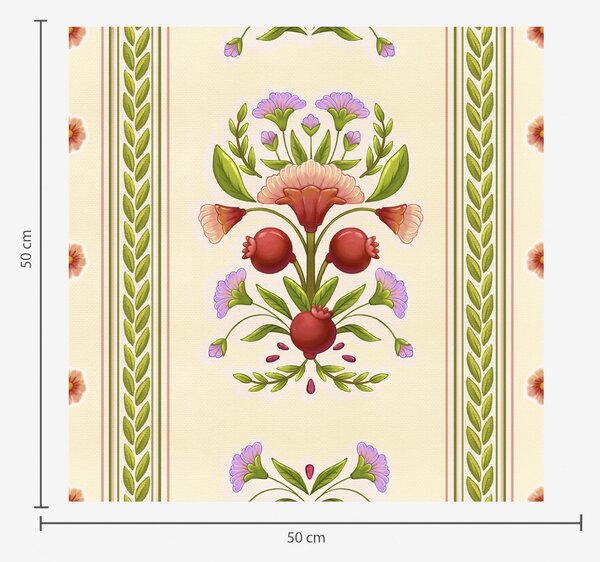 Tapet Ornament decorativ cu rodii și flori, Tapet flori, a00286 : Uwalls.ro