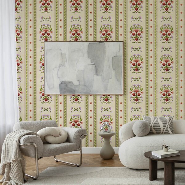 Tapet Ornament decorativ cu rodii și flori, Tapet flori, a00286 : Uwalls.ro