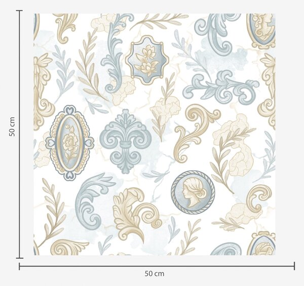 Tapet Ornament clasic cu medalioane și modele, Tapet vintage, a00319 : Uwalls.ro