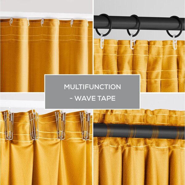 Draperie galbenă dimout (semi-opacă) din catifea 140x270 cm Pleat – Restilo