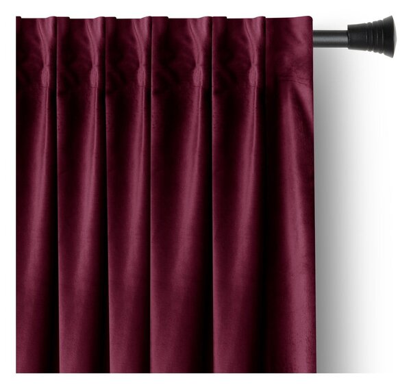 Draperie burgundy dimout (semi-opacă) din catifea 140x245 cm Pleat – Restilo