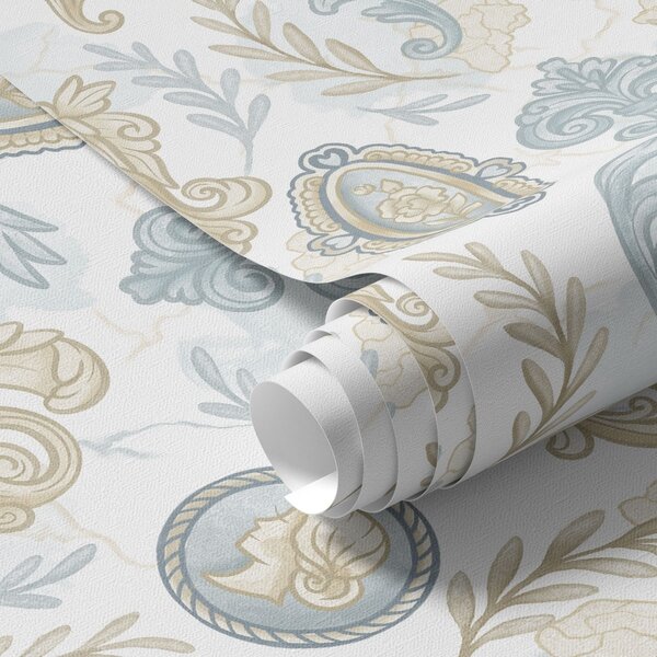 Tapet Ornament clasic cu medalioane și modele, Tapet vintage, a00319 : Uwalls.ro