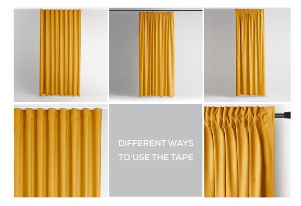 Draperie galbenă dimout (semi-opacă) din catifea 140x270 cm Pleat – Restilo