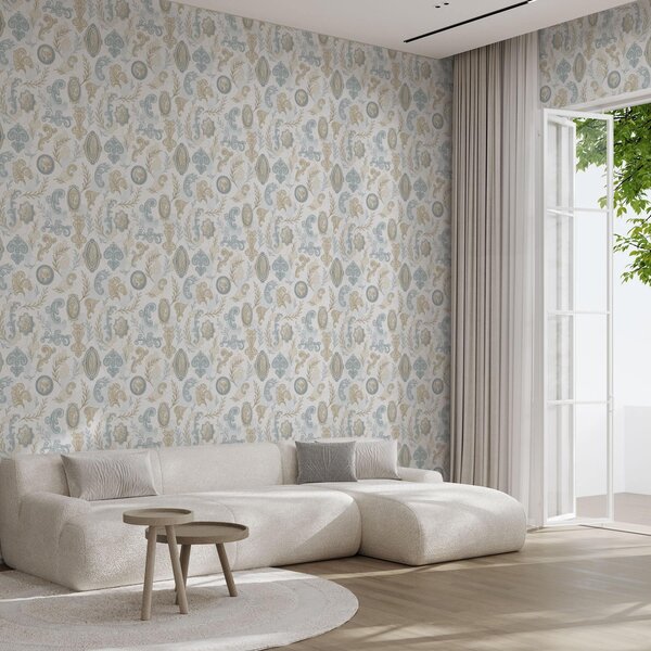 Tapet Ornament clasic cu medalioane și modele, Tapet vintage, a00319 : Uwalls.ro