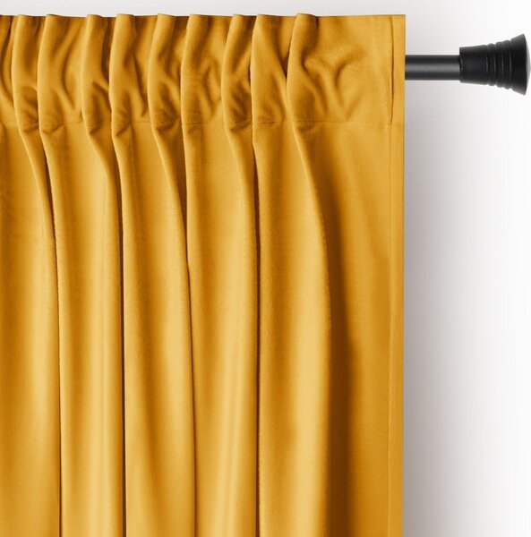 Draperie galbenă dimout (semi-opacă) din catifea 140x270 cm Pleat – Restilo