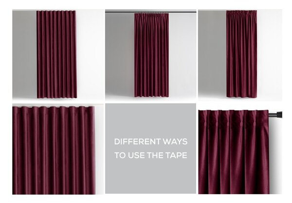 Draperie burgundy dimout (semi-opacă) din catifea 140x245 cm Pleat – Restilo