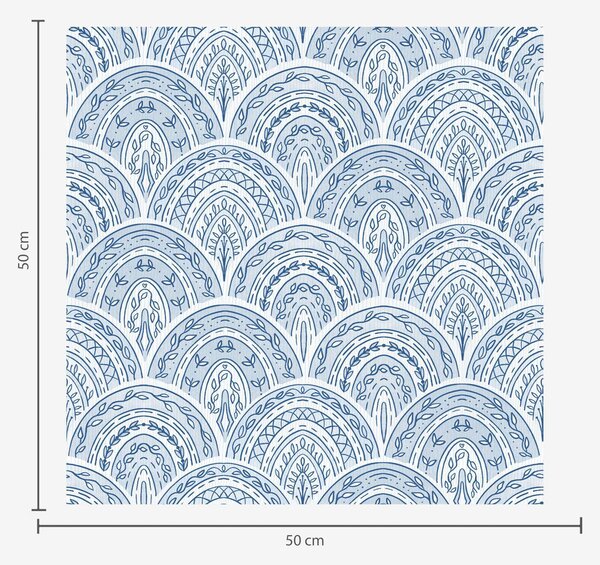 Tapet Ornament albastru cu arcuri și modele, Tapet flori, a00332 : Uwalls.ro