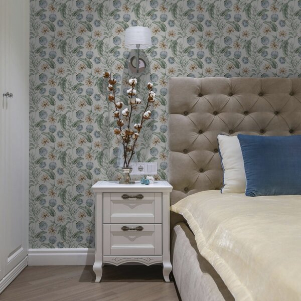 Tapet Model botanic cu anghinare și frunze tropicale, Tapet flori, a00340 : Uwalls.ro