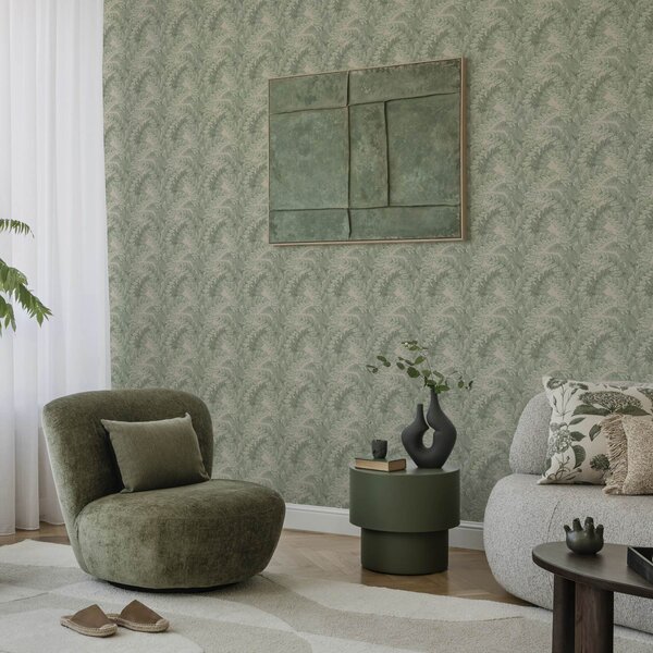 Tapet Model verde cu frunze de ferigă, Tapet flori, a00345 : Uwalls.ro