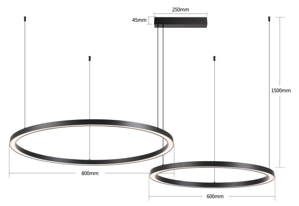 Brilagi - Lustra LED reglabilă suspendată pe cablu PORTOFINO LED/98W/230V neagră + telecomandă