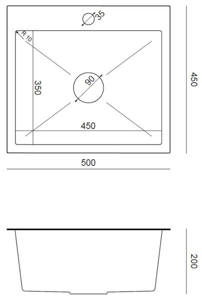 Quadron Luke chiuveta din oțel cu sifon 50x45 cm ZH5045PVDBLM