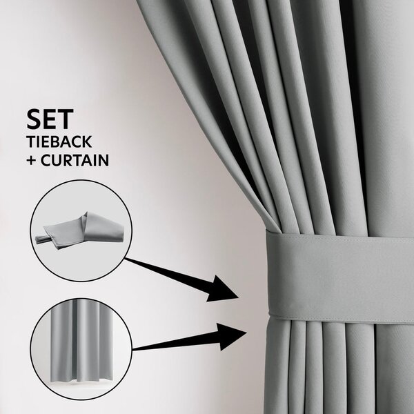 Draperie gri dimout (semi-opacă) 140x245 cm Kierra – Restilo
