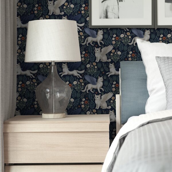 Tapet Fantasy pisici cu aripi printre flori, Tapet modern, a00408 : Uwalls.ro