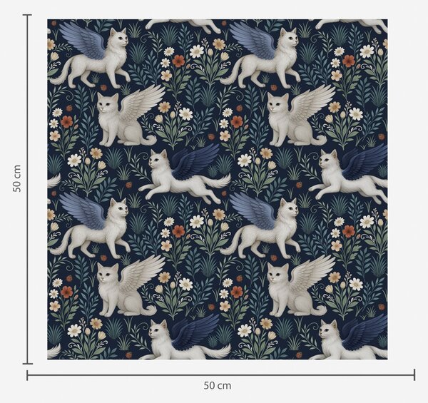 Tapet Fantasy pisici cu aripi printre flori, Tapet modern, a00408 : Uwalls.ro