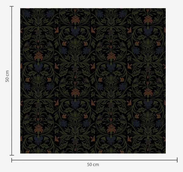 Tapet Ornament întunecat cu plante în stil clasic, Tapet flori, a00412 : Uwalls.ro