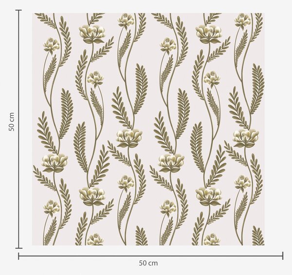Tapet Ornament vertical cu flori albe pe un fundal roz, Tapet flori, a00476 : Uwalls.ro