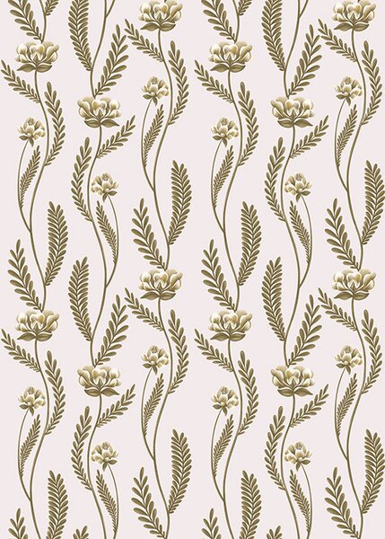 Tapet Ornament vertical cu flori albe pe un fundal roz, Tapet flori, a00476 : Uwalls.ro