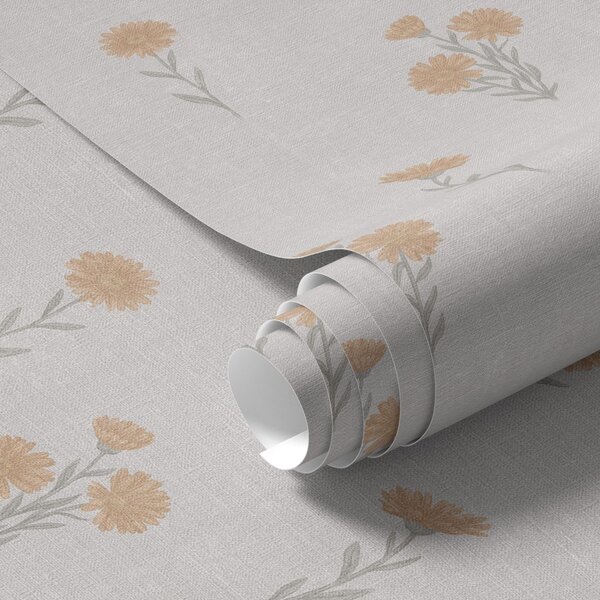 Tapet Flori mici portocalii pe un fundal gri deschis, Tapet flori, a00486 : Uwalls.ro