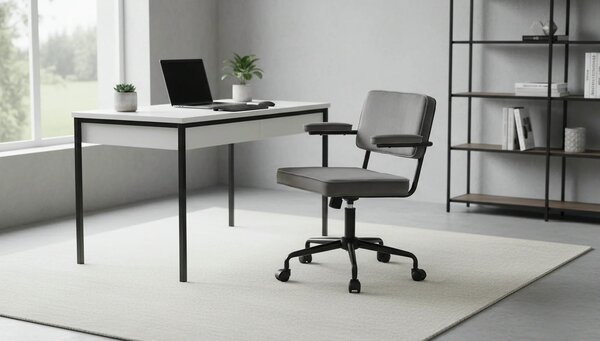 Scaun birou FIDEL, gri/negru, stofa clasica/metal, 62x56x81/91 cm
