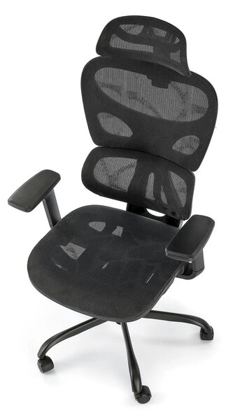 Scaun birou GOTARD, negru, stofa clasica, tetiera/cotiere reglabile, 7