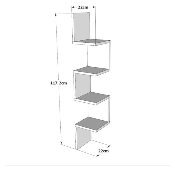 Bibliotecă de perete cu aspect de lemn de pin 22x117 cm Laura – Kalune Design