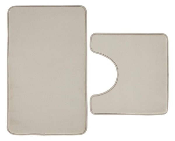 Covorașe de baie bej pentru WC 2 buc. din spumă cu memorie 50x80 cm Anti-Bacterial – Catherine Lansfield