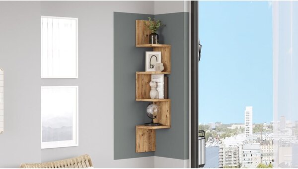 Bibliotecă de perete cu aspect de lemn de pin 22x117 cm Laura – Kalune Design