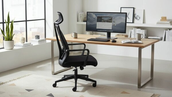Scaun birou FABIO, negru, stofa clasica, 60x62x118/128 cm