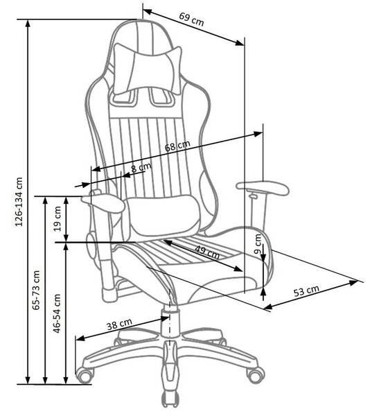 Scaun gaming DEFENDER, rosu/negru, piele ecologica, 68x69x126/134 cm