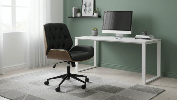 Scaun birou GAVIN, nuc/negru, piele ecologica/metal, 60x65x90/100 cm