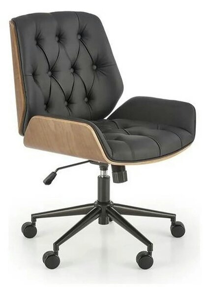 Scaun birou GAVIN, nuc/negru, piele ecologica/metal, 60x65x90/100 cm