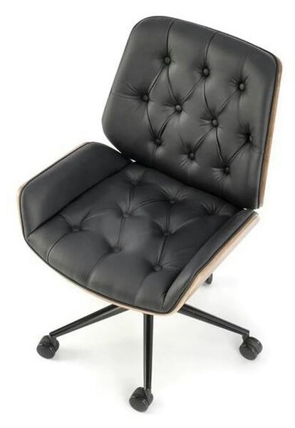 Scaun birou GAVIN, nuc/negru, piele ecologica/metal, 60x65x90/100 cm