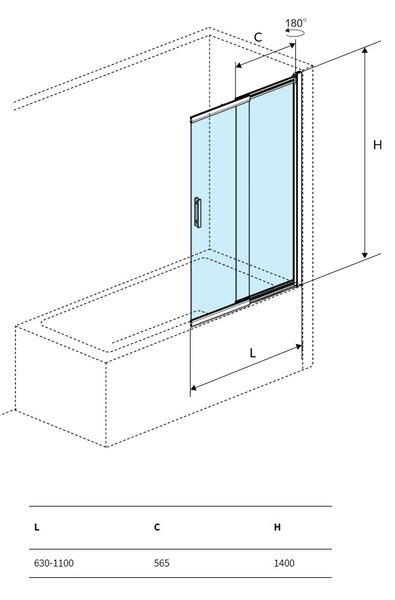 Excellent Liner paravan cadă 110 cm două piese crom luciu/sticlă transparentă KAEX.2920.1100.LP