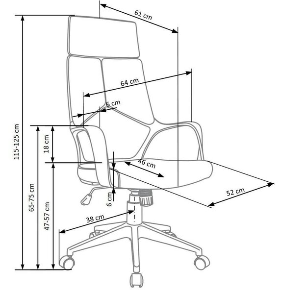 Scaun de birou VOYAGER, albastru/negru, stofa, 64x61x115/125 cm