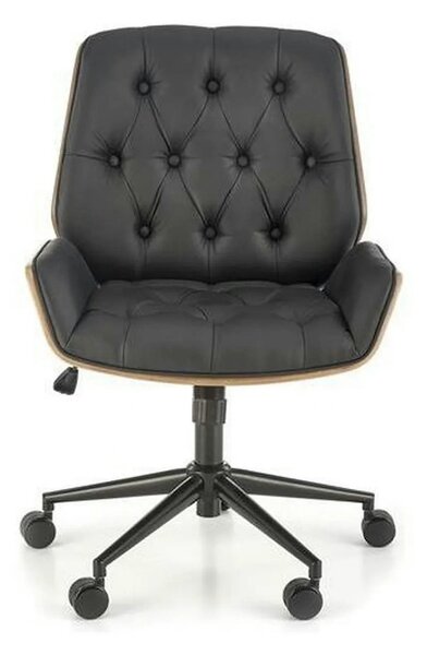Scaun birou GAVIN, nuc/negru, piele ecologica/metal, 60x65x90/100 cm