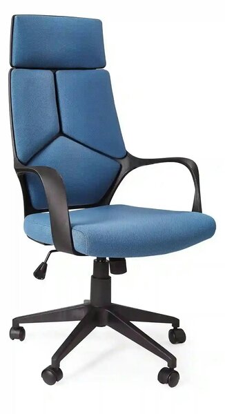 Scaun de birou VOYAGER, albastru/negru, stofa, 64x61x115/125 cm