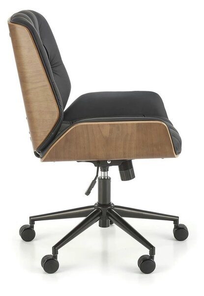 Scaun birou GAVIN, nuc/negru, piele ecologica/metal, 60x65x90/100 cm