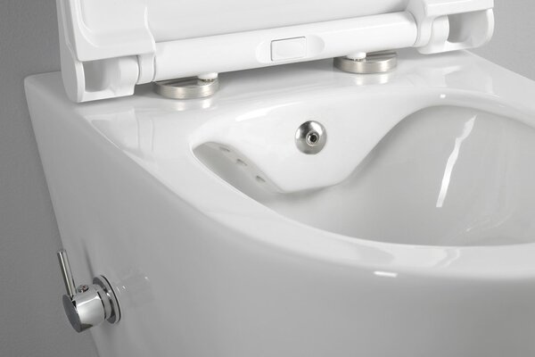 Sapho Sapho, WC suspendat AVVA PORTO Rimless, robinet integrat și spray bideu 35,5x53 cm, alb, 100315