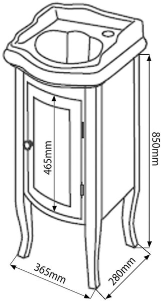 Sapho Retro dulap 36.5x28x85 cm dulap sub chiuvetă alb-lemn 1641