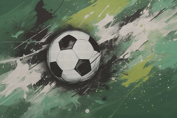 Tapet Minge de fotbal cu graffiti neclare în fundal, Fototapet pentru camera unui adolescent, Fototapet Fotbal, w04467 : Uwalls.ro