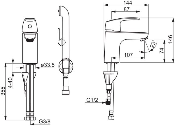 Oras Safira baterie lavoar stativ crom 1012F