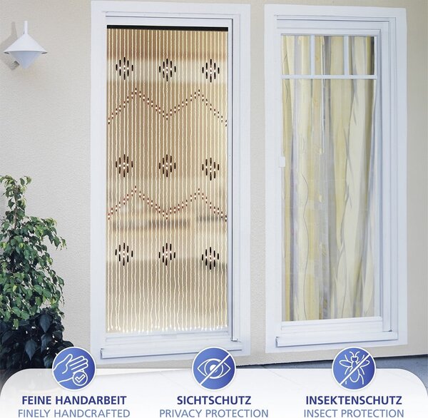Draperie în culoare naturală din bambus 90x200 cm cu prindere la ușă – Maximex