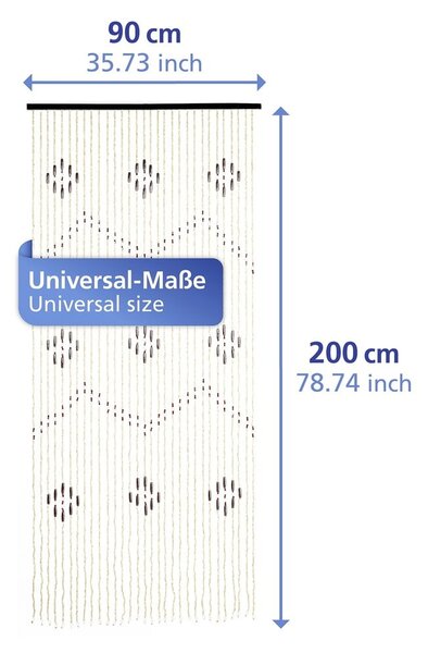 Draperie în culoare naturală din bambus 90x200 cm cu prindere la ușă – Maximex