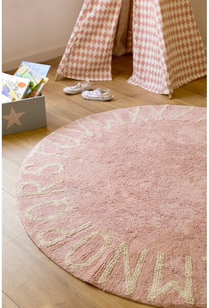 Covor pentru copii roz deschis lavabil/țesut manual din bumbac ø150 cm ABC Vintage Nude – Lorena Canals