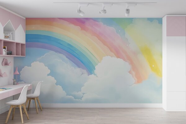 Tapet Curcubeu pe cer, Fototapet Pentru Copii, Rainbow pentru copiilor, w04487 : Uwalls.ro