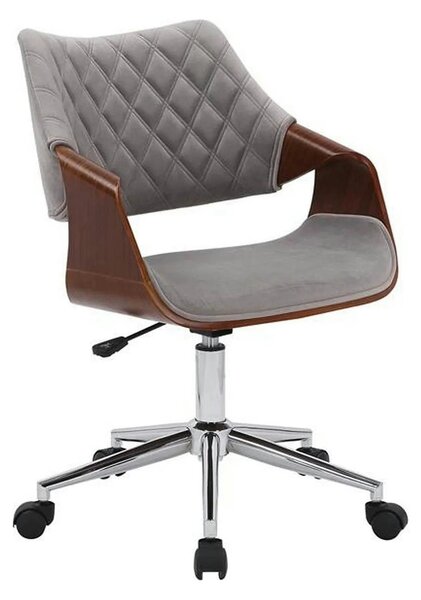 Scaun birou COLT, gri/maro/crom, stofa catifelata/placaj, 58x64x80/90
