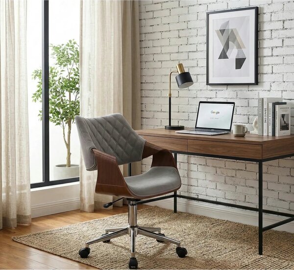Scaun birou COLT, gri/maro/crom, stofa catifelata/placaj, 58x64x80/90