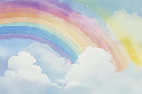 Tapet Curcubeu pe cer, Fototapet Pentru Copii, Rainbow pentru copiilor, w04487 : Uwalls.ro