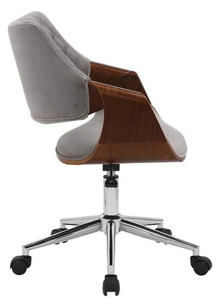 Scaun birou COLT, gri/maro/crom, stofa catifelata/placaj, 58x64x80/90