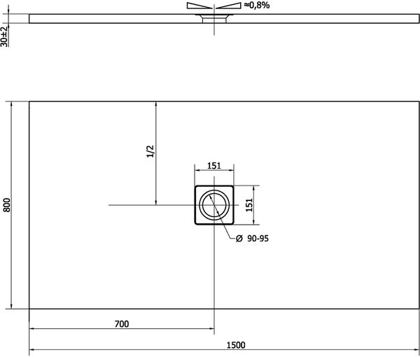 Polysan Flexia cădiță de duș dreptunghiulară 150x80 cm alb 72901MAT